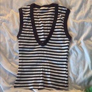 Zara Monochrome Striped V-Neck Tank Top